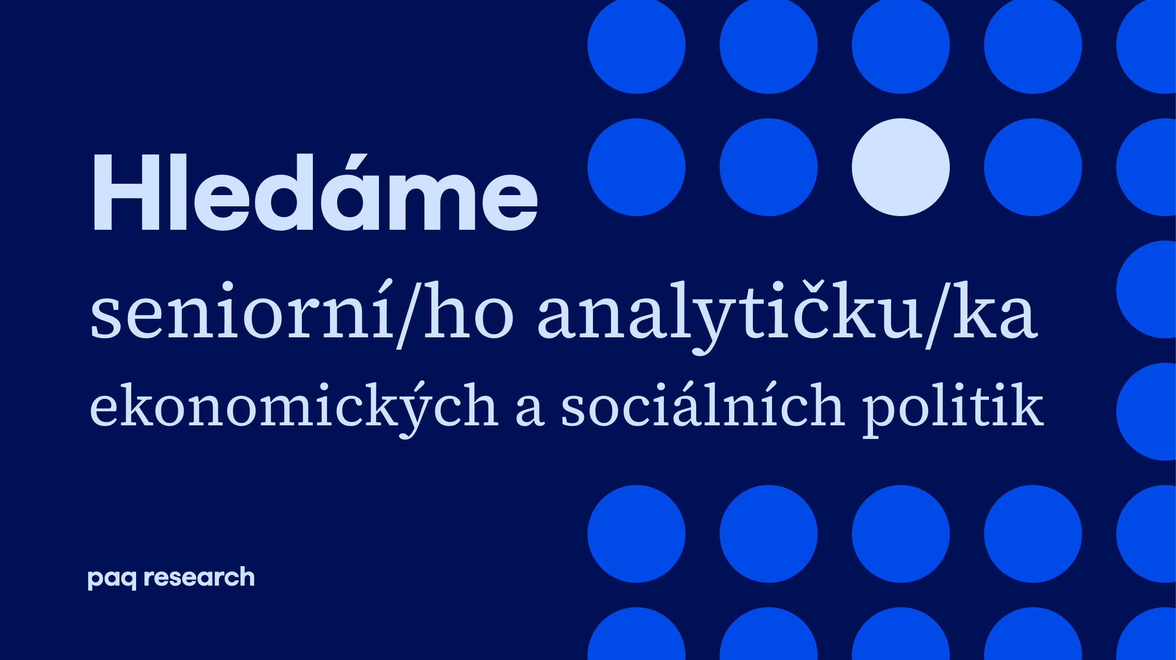 Seniorní analytik/čka: Trh práce, daně nebo dávky a oddlužení
